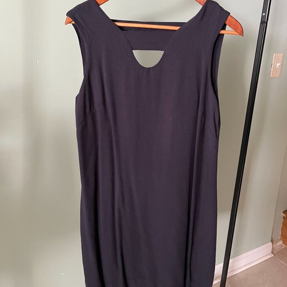 Birds of North America Dark Gray Shift Dress with Cutouts, Size 10 - Picture 1 of 5